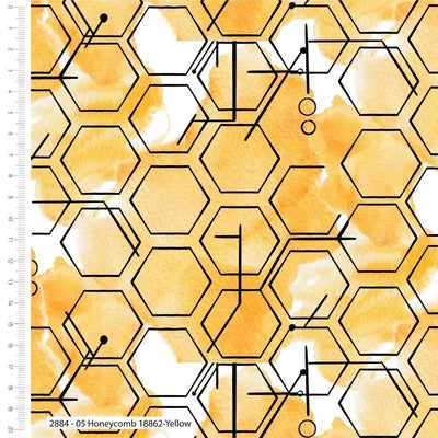 Beetanical, Honeycomb Yellow Cotton Fabric - Sunnyside Fabrics UK - bee hives, bees, create and craft, fabric editions, honeycomb - {{product.type}} - sunnysidefabricsuk.com