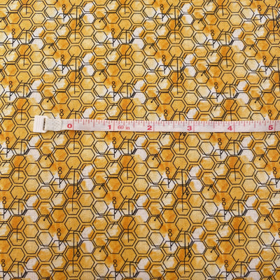 Beetanical, Honeycomb Yellow Cotton Fabric - Sunnyside Fabrics UK - bee hives, bees, create and craft, fabric editions, honeycomb - {{product.type}} - sunnysidefabricsuk.com
