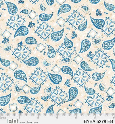 Blue Bandana, Barnyard Babies - Sunnyside Fabrics UK - bandana design, bandana fabric, barnyard babies, p and b textiles - {{product.type}} - sunnysidefabricsuk.com