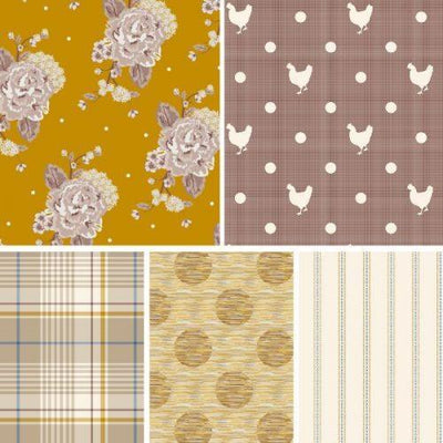 Blue Skies Mustard Floral, Stuart Hillard - Sunnyside Fabrics UK - blue skies, chickens, floral blue, organic cotton fabric, Stuart Hillard, The craft cotton company - {{product.type}} - sunnysidefabricsuk.com