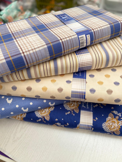 Blue Skies, Twill, Stuart Hillard - Sunnyside Fabrics UK - blue skies, chickens, floral blue, organic cotton fabric, Stuart Hillard, The craft cotton company - {{product.type}} - sunnysidefabricsuk.com