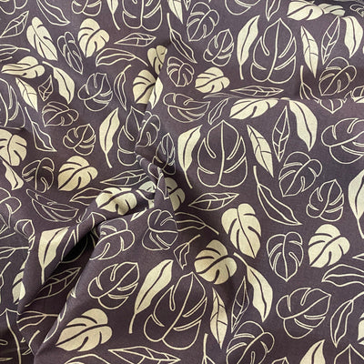 Botanical Elements, Mauve Leaves, Cotton Fabric - Sunnyside Fabrics UK - botanical, botanical elememts, large leaf design, large leaves, leaves, leavesleaf, mauve, navy - {{product.type}} - sunnysidefabricsuk.com
