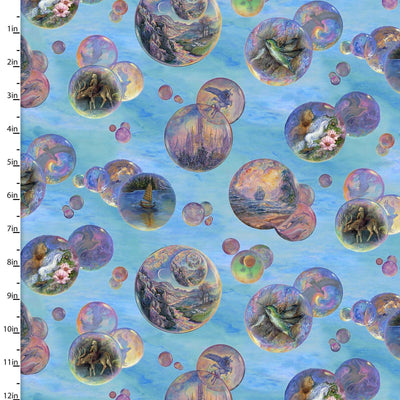Bubbles Print Cotton fabric - Sunnyside Fabrics UK - 3 wishes,3 wishes fabric,bubbles,fairy,Josephine wall,swans - alt - sunnysidefabricsuk.com