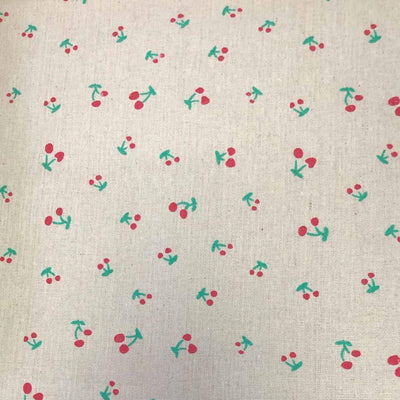 Cherries, Linen Look Fabric - Sunnyside Fabrics UK - cherries, cherry, linen look, trees, upholstery - {{product.type}} - sunnysidefabricsuk.com