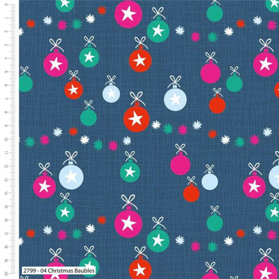 Christmas Baubles, Colourful Christmas - Sunnyside Fabrics UK - Christmas Cotton fabric, christmas fabric, Christmas trees, Craft Cotton Co - {{product.type}} - sunnysidefabricsuk.com
