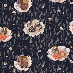 Belle and Boo,Nocturnal Garden,  Baby Moths, Cotton Fabric