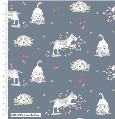 Dogs Playing, Pets By Debbie Shore - Sunnyside Fabrics UK - cat, cats, cotton, cotton fabric, Debbie Shore, dogs, patchwork, pets, quilt fabric - {{product.type}} - sunnysidefabricsuk.com