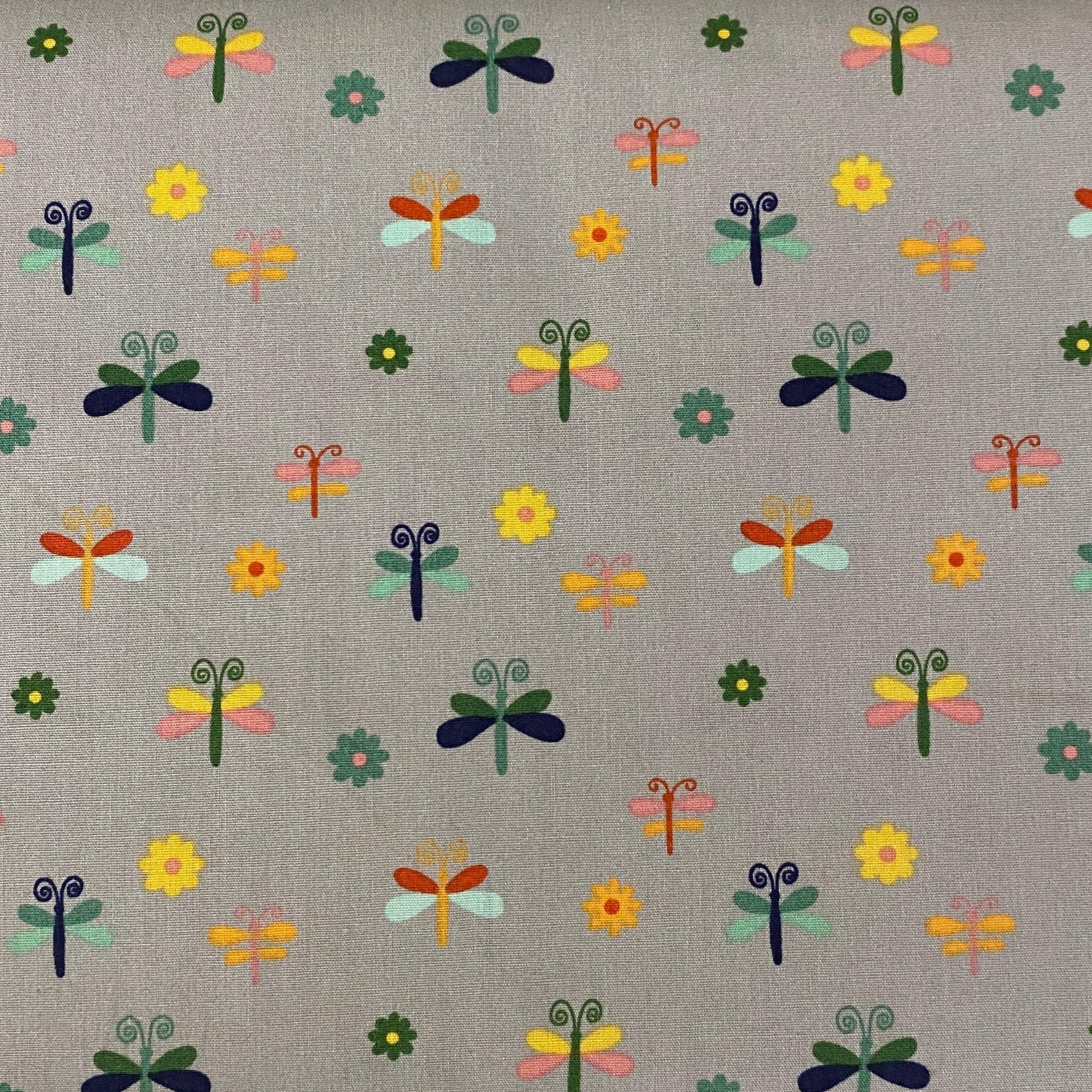 Dragonflies on Light Grey, Childrens Cotton Fabric | Sunnyside Fabrics ...