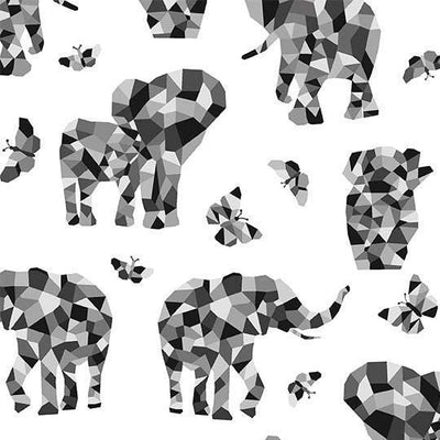 Elepant Mosaic Grey, Colourform - Sunnyside Fabrics UK - elephant, elephants - {{product.type}} - sunnysidefabricsuk.com