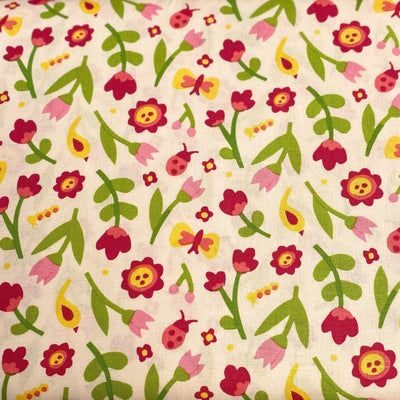 Floral Anna Bella Cotton Fabric - Sunnyside Fabrics UK - Anna Bella, blue flowers, daisies, floral, floral fabric - {{product.type}} - sunnysidefabricsuk.com