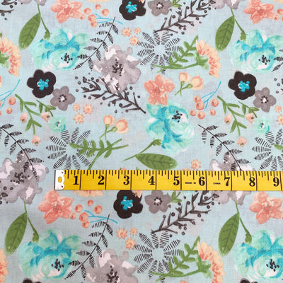 Floral Meadow, Anna Bella Cotton Fabric - Sunnyside Fabrics UK - Anna Bella, blue flowers, daisies, floral, floral fabric - {{product.type}} - sunnysidefabricsuk.com