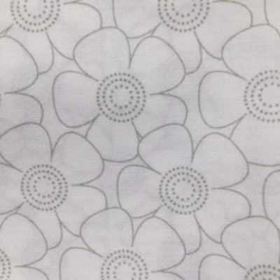 Flowers, Grey/White Tone on Tone Cotton Fabric - Sunnyside Fabrics UK - cotton, cream, designer fabric, Grey, low volume, quilt fabric, quilting fabric, tone on tone, White - {{product.type}} - sunnysidefabricsuk.com