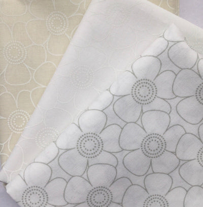 Flowers, White/Tint Tone on Tone Cotton Fabric - Sunnyside Fabrics UK - cotton, cream, designer fabric, Low Volume, quilt fabric, quilting fabric, tone on tone, White - {{product.type}} - sunnysidefabricsuk.com