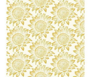 Gold Sunflowers, Simply Gold, Metallic - Sunnyside Fabrics UK - gold metallic, leaves, low volume, sunflowers - {{product.type}} - sunnysidefabricsuk.com