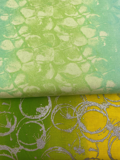 Green and Blue Ice, Cotton Fabric - Sunnyside Fabrics UK - 3 wishes fabric,cocktail fabrics,cocktail theme cotton fabric,cocktails,cotton fabrics,gin and tonic,glitter,metallic,sparkle,wine - alt - sunnysidefabricsuk.com