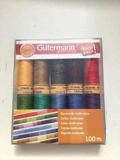 Gutermann Multicoloured Sew All Cotton Thread Brights - Sunnyside Fabrics UK - cotton thread, gutermann, Thread - {{product.type}} - sunnysidefabricsuk.com