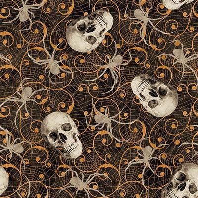 Halloween Elements, Cotton Fabric - Sunnyside Fabrics UK - bats, batsorange, birds, crows, eyes, gothic, haloween, moons, owl, pumpkin, skull, skulls, spiders, witch - {{product.type}} - sunnysidefabricsuk.com
