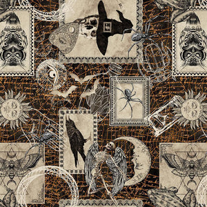 Halloween Patch Cotton Fabric - Sunnyside Fabrics UK - bats, batsorange, birds, crows, eyes, gothic, haloween, moons, owl, pumpkin, skull, skulls, spiders, witch - {{product.type}} - sunnysidefabricsuk.com