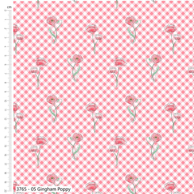 Craft Cotton Wild Flowers, Gingham Poppy Cotton Fabric