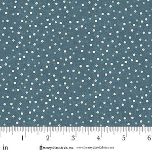 Henry Glass, Norwegian Forest Blue Dots Cotton Fabric 3553-77