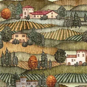 Quilting Treasures, Vineyard Scenic, Cork and Barrel Cotton Fabric