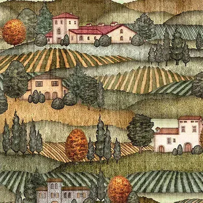 Quilting Treasures, Vineyard Scenic, Cork and Barrel Cotton Fabric