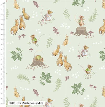 Peter Rabbit Mischievous Mice Cotton Fabric – Tales of the Burrow by Craft Cotton