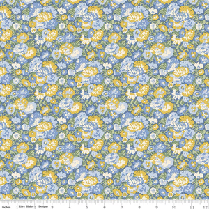 Liberty Palace Gardens Buckingham Blooms Blue Quilting Cotton Fabric