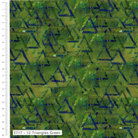 Sew Pretty Sew Mindful – Layers of Time Triangles Green | Organic Cotton Quilting Fabric