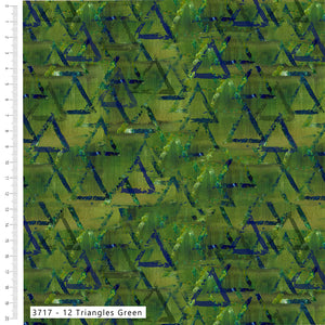 Sew Pretty Sew Mindful – Layers of Time Triangles Green | Organic Cotton Quilting Fabric
