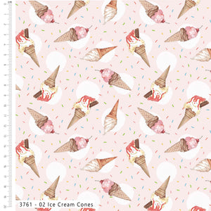 Craft Cotton Sundaes By the Sea, Ice Cream Cones Cotton Fabric