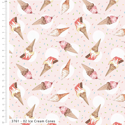 Craft Cotton Sundaes By the Sea, Ice Cream Cones Cotton Fabric