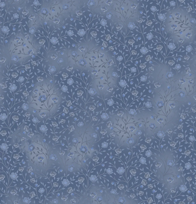 Fin Fabrics Bloom and Blend Indigo Blue Cotton Fabric