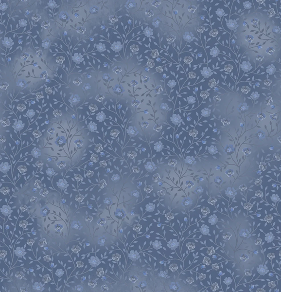 Fin Fabrics Bloom & Blend Indigo Blue Cotton Fabric | Tonal Floral ...