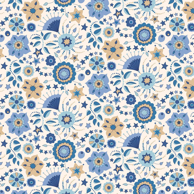 Liberty Summer Fair, Festival Florals Blue Quilting Cotton Fabric - Ideal Feature Fabric ⭐
