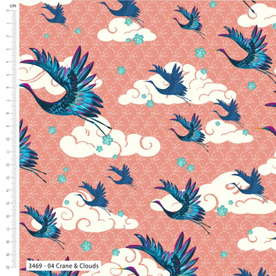 Sew Pretty, Sew Mindful, Meditations on Japan, Crane and Clouds, Cotton Fabric