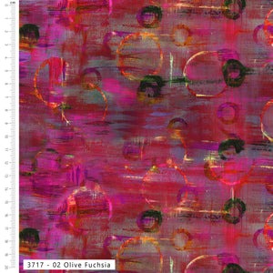 Sew Pretty Sew Mindful – Layers of Time Olive Fuchsia | Organic Cotton Quilting Fabric