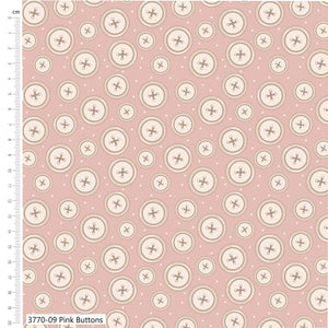 Craft Cotton Co, Toy Box Treasures, Pink Buttons Cotton Fabric
