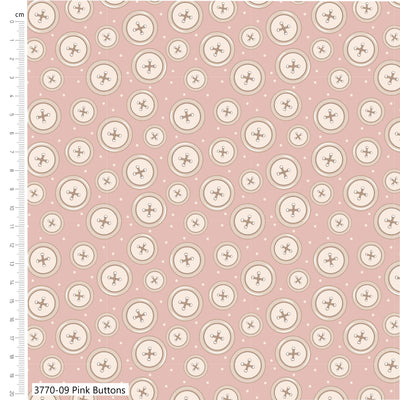 Craft Cotton Co, Toy Box Treasures, Pink Buttons Cotton Fabric