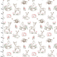 Sweet Woodland White Quilting Cotton Fabric | 3 Wishes Fabric | Licensed by Jo Taylor