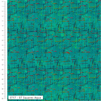 Sew Pretty Sew Mindful – Layers of Time: Squares Aqua | Organic Cotton Quilting Fabric