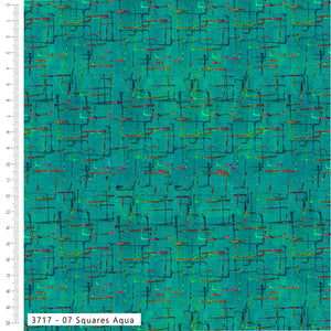 Sew Pretty Sew Mindful – Layers of Time: Squares Aqua | Organic Cotton Quilting Fabric