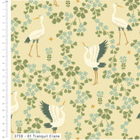 Craft Cotton Skyborne, Tranquil Crane Cotton Fabric