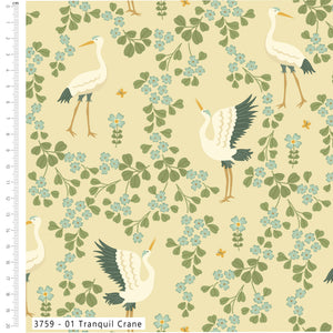 Craft Cotton Skyborne, Tranquil Crane Cotton Fabric