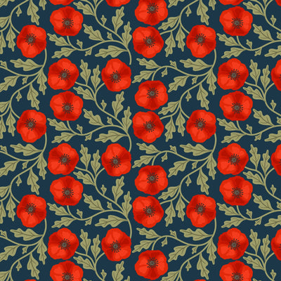 Silent Solace Twisted Poppies Quilting Cotton Fabric | The Craft Cotton Co