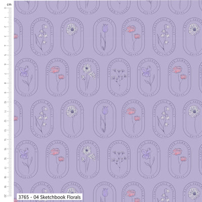 Craft Cotton Wild Flowers, Sketchbook Florals Cotton Fabric