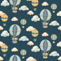 Henry Glass, Travelling Teddies Hot Air Balloons, Quilting Cotton Fabric 2422-77