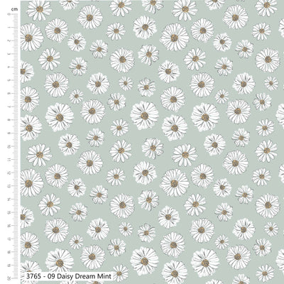 Craft Cotton Wild Flowers,  Daisy Dream Mint, Cotton Fabric