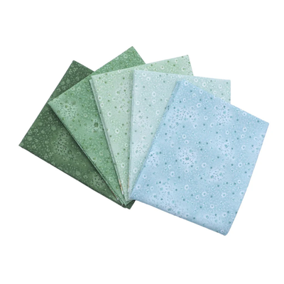 Fin Fabrics Bloom and Blend Blue to Green Fat Quarters Cotton Fabric