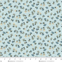 Henry Glass, Norwegian Forest Blue Toadstools Cotton Fabric 3552-17